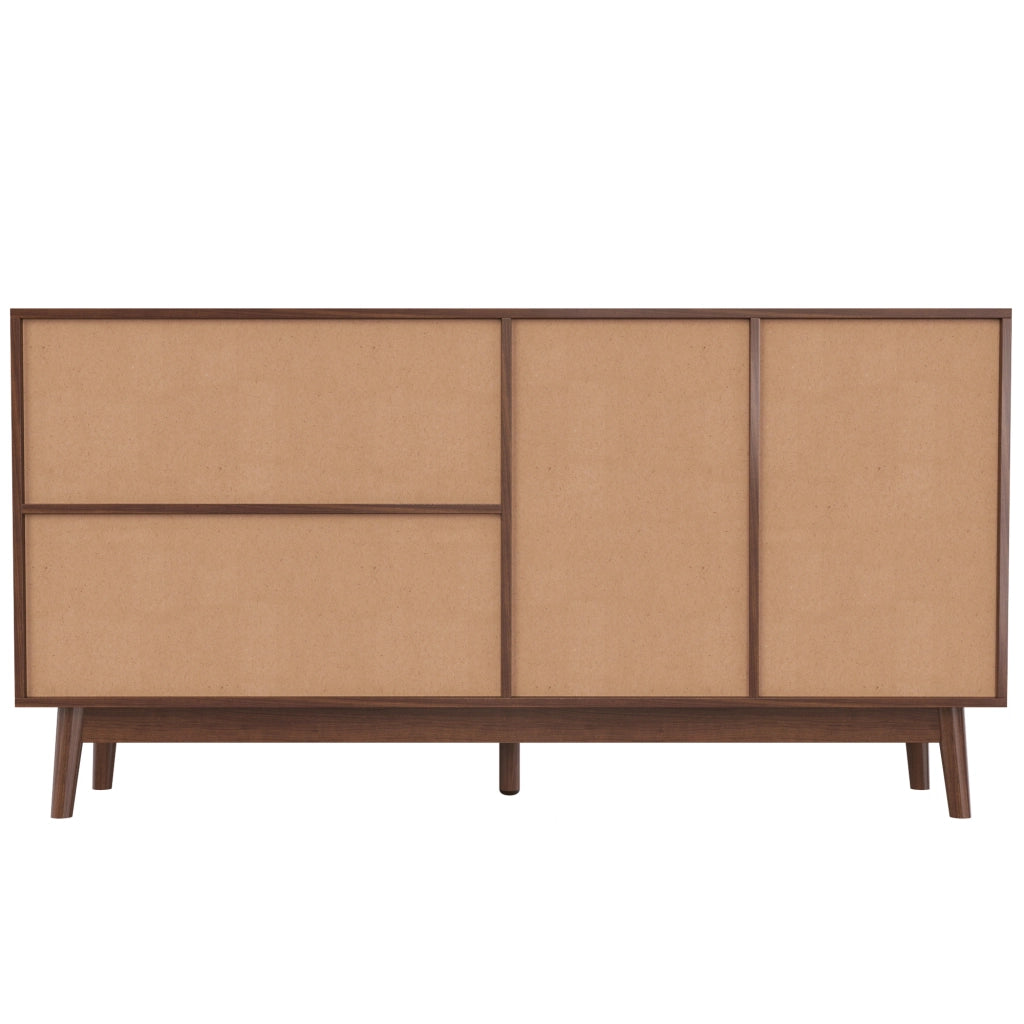 Credenza 3 Ante Scorrevoli in Rattan e 2 Cassetti ¨C MINIMAL ¨C 155x38x80 cm