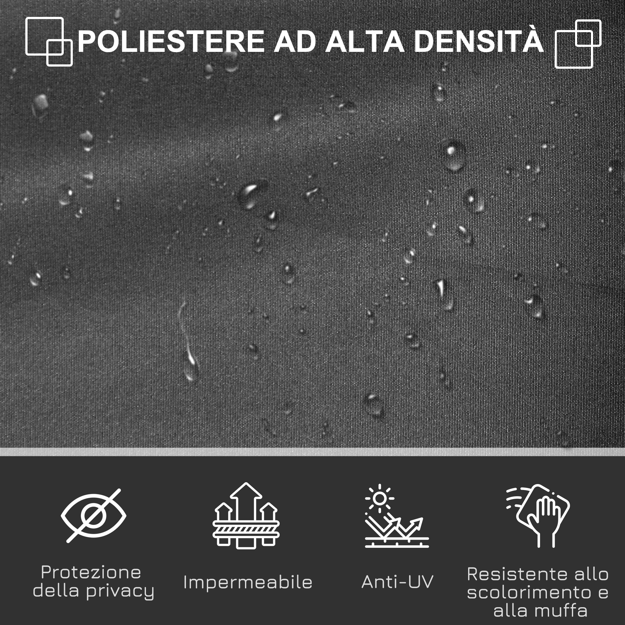 Frangivista da Giardino Estensibile 300x160A cm Poliestere Anti UV e Alluminio Grigio