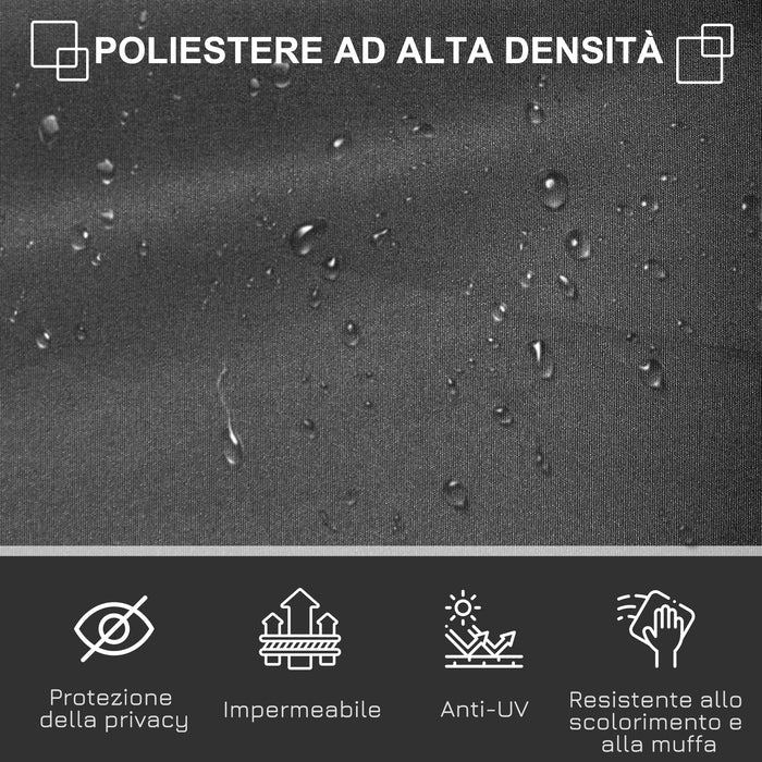 Frangivista da Giardino Estensibile 300x160A cm Poliestere Anti UV e Alluminio Grigio