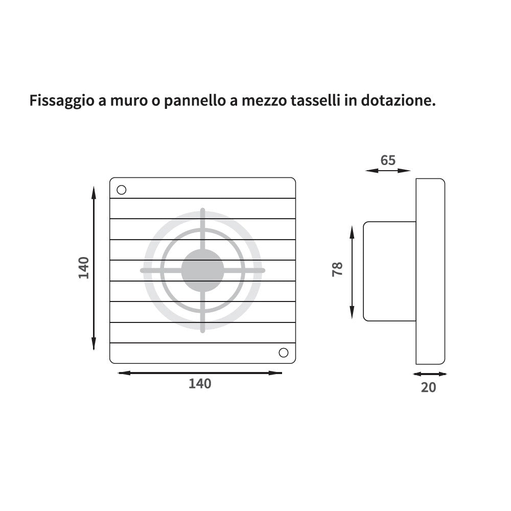 Aspiratore da parete assiale in materiale termoplastico 80