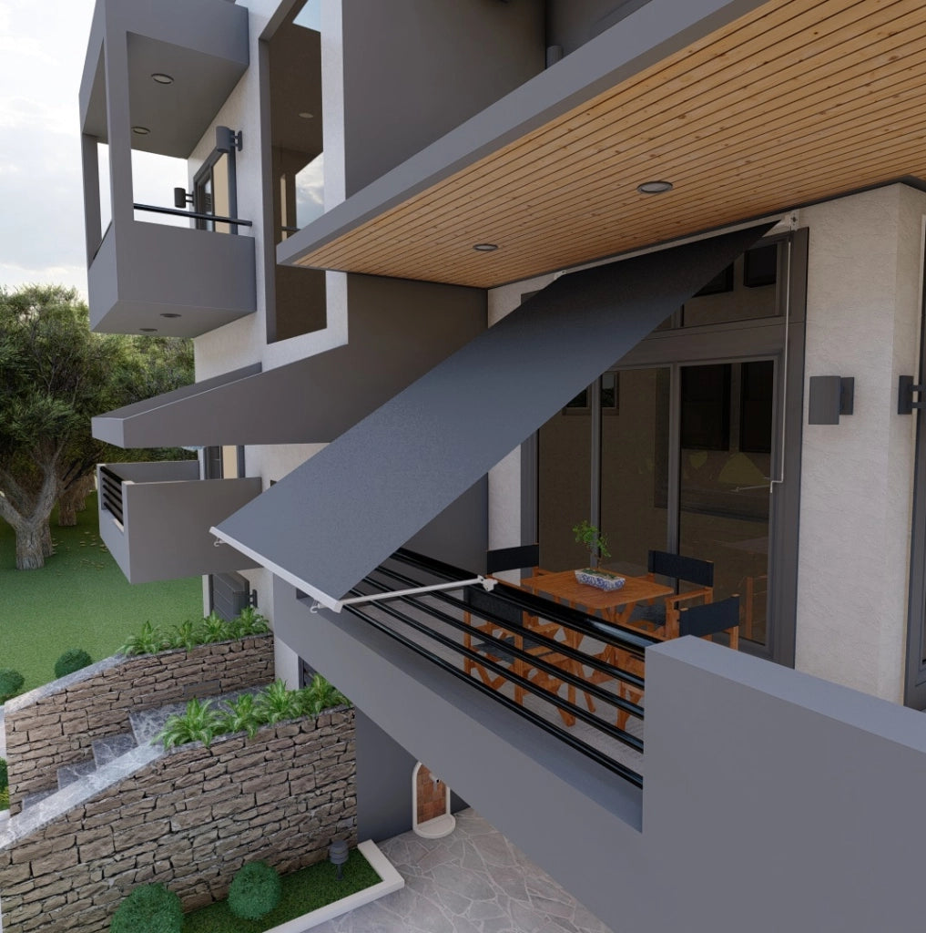 Tenda da sole a caduta con bracci 200cm telo impermeabile grigio Golisa