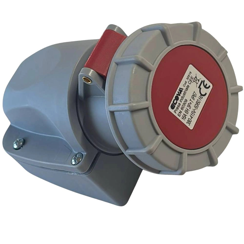 Ecova 30519 presa industriale 16a 380v 3p+t ip67 da parete