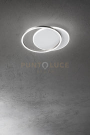 Plafoniera in alluminio colore bianco opaco + grigio titanio Orbit d.36-39,5cm LED 43W 3000K CRI?80 220-240V biemissione 3010Lm