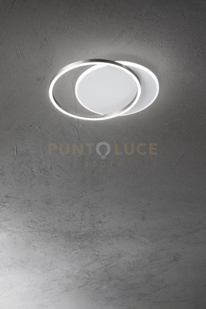 Plafoniera in alluminio colore bianco opaco + grigio titanio Orbit d.36-39,5cm LED 43W 3000K CRI?80 220-240V biemissione 3010Lm