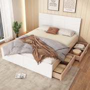 Letto matrimoniale 180x200 cm con 2 cassetti; rete a doghe; bianco e rovere
