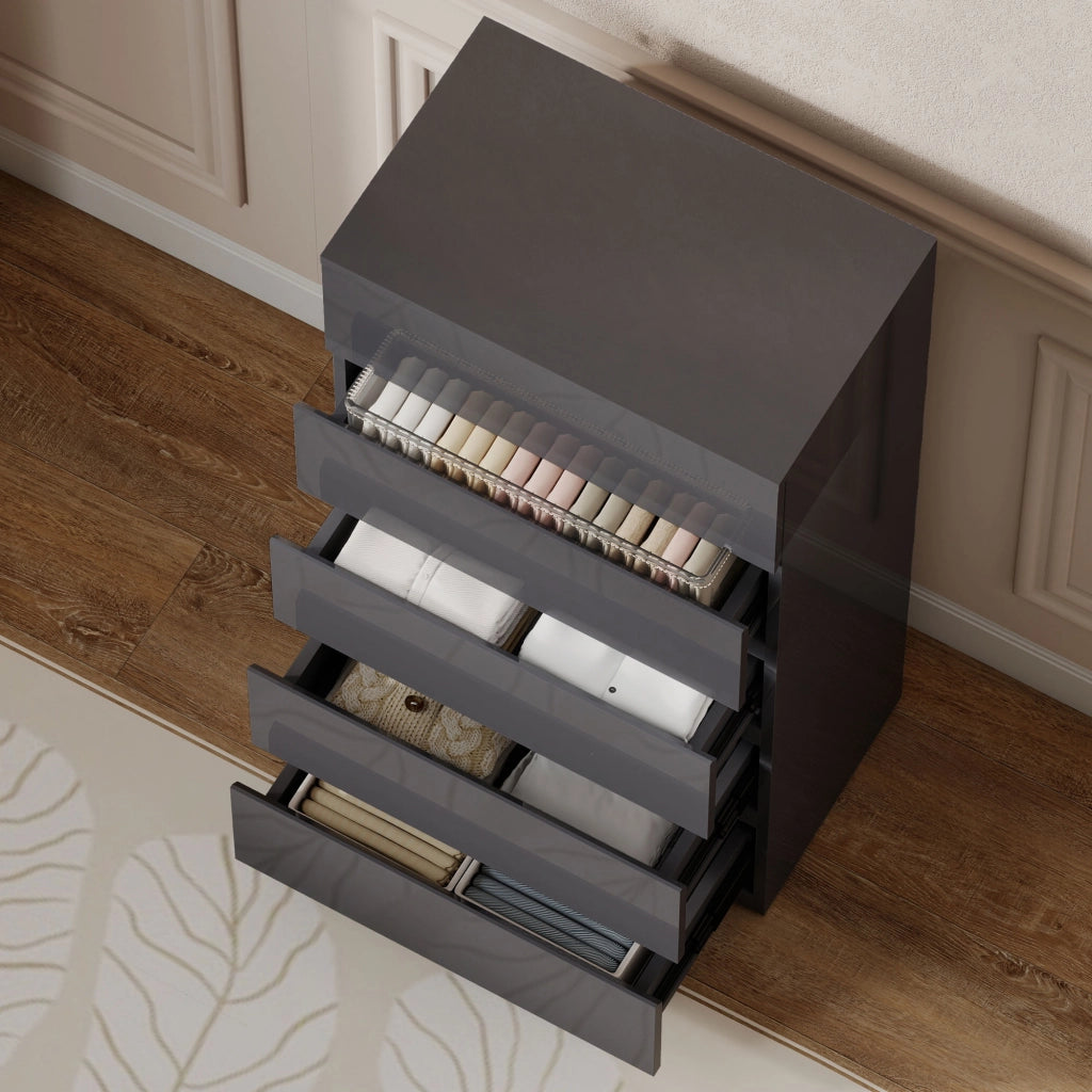 Cassettiera 5 cassetti lucida ¨C zephmum ¨C 53x34x100 cm grigio
