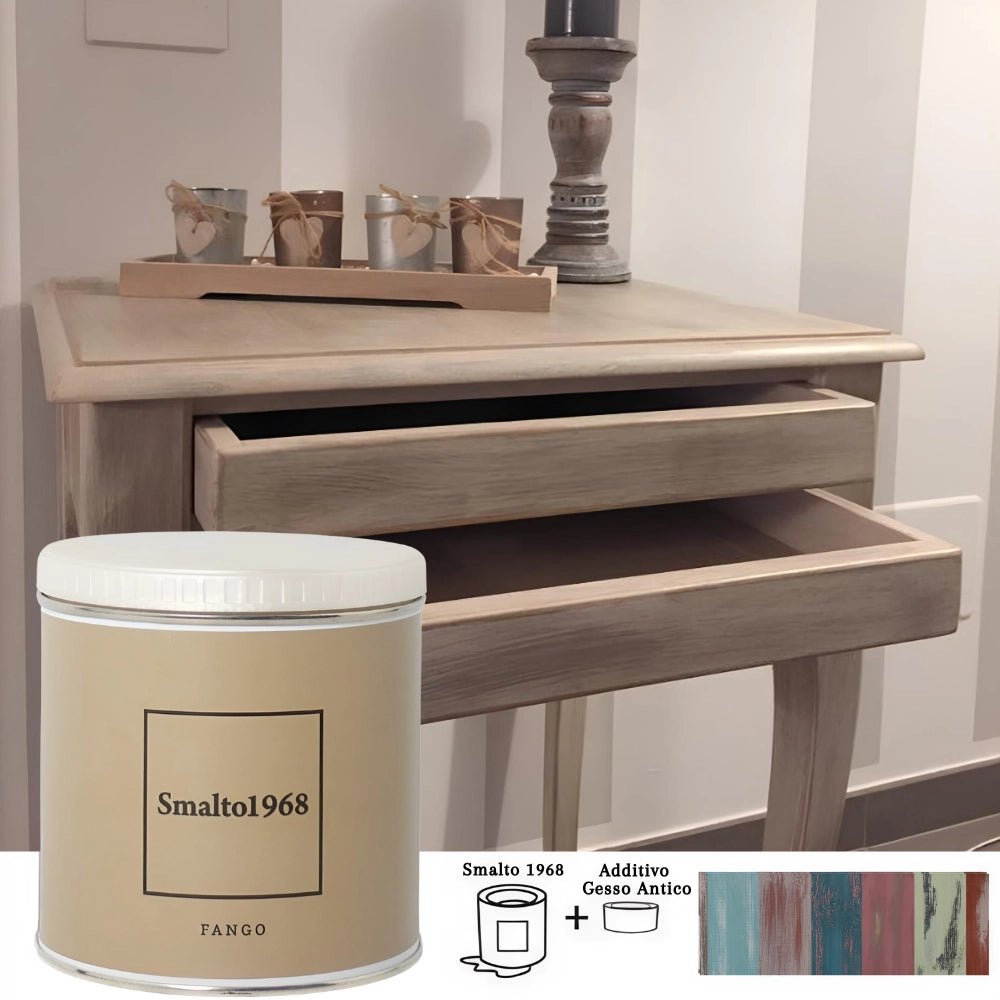 Smalto1968 base acqua gesso antico shabby chic finitura opaca multicolore l 0.5 *** colore- fango, confezione 1