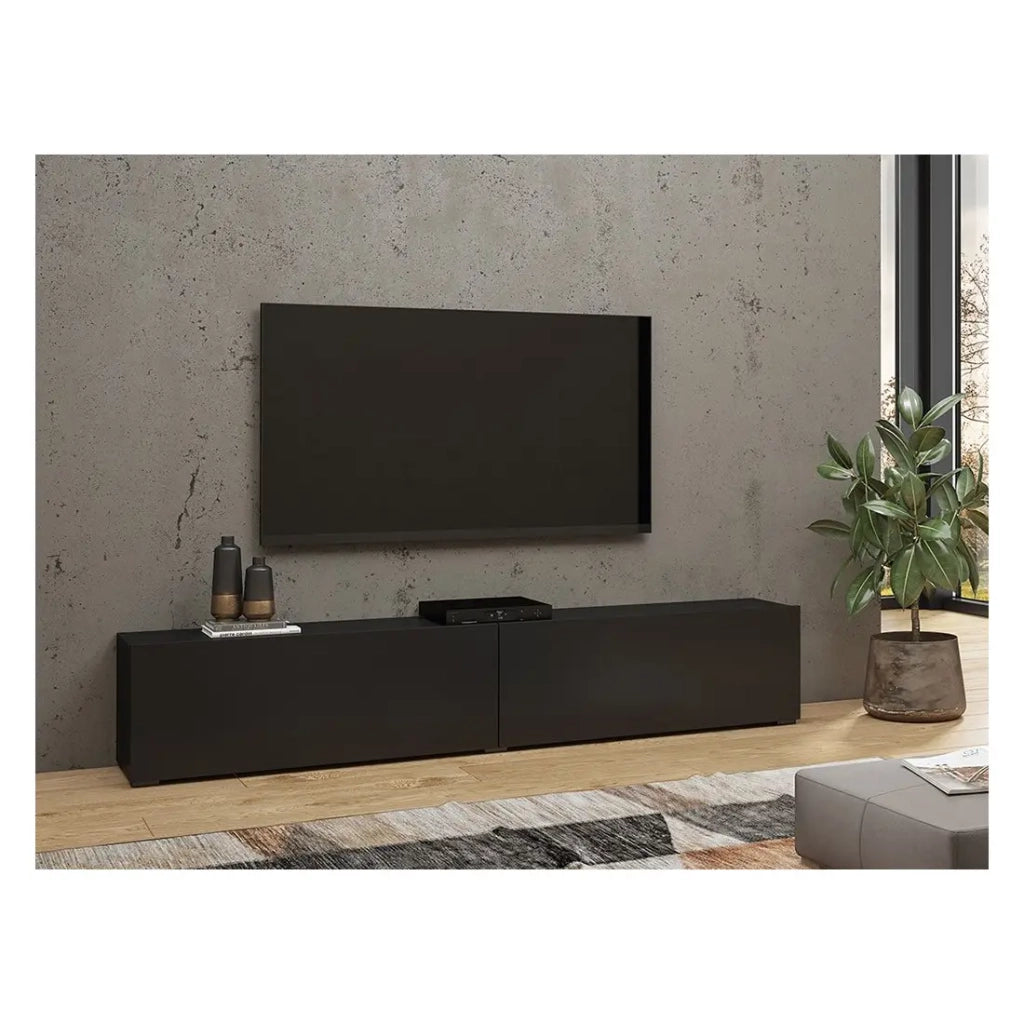 Mobile TV 180cm collezione EVA. Colore nero e rovere.