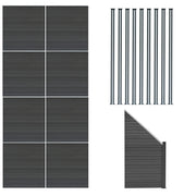 Pannelli Recinzione x8, Elemento Angolare & 10 Pali Metallo 185cm Grigio