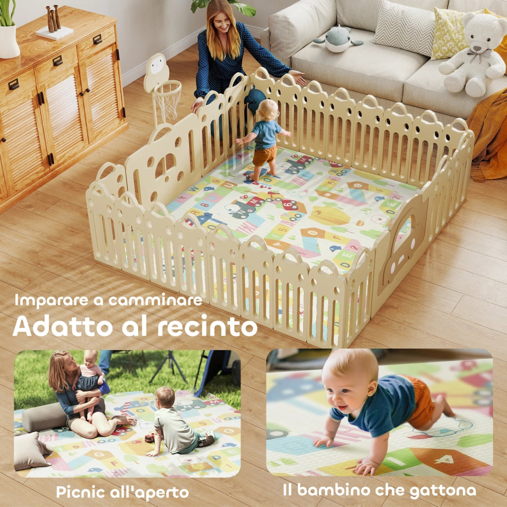 Tappeto per Bambini con Lettere 194x176,5x1,5 cm Superficie Impermeabile in XPE Multicolore