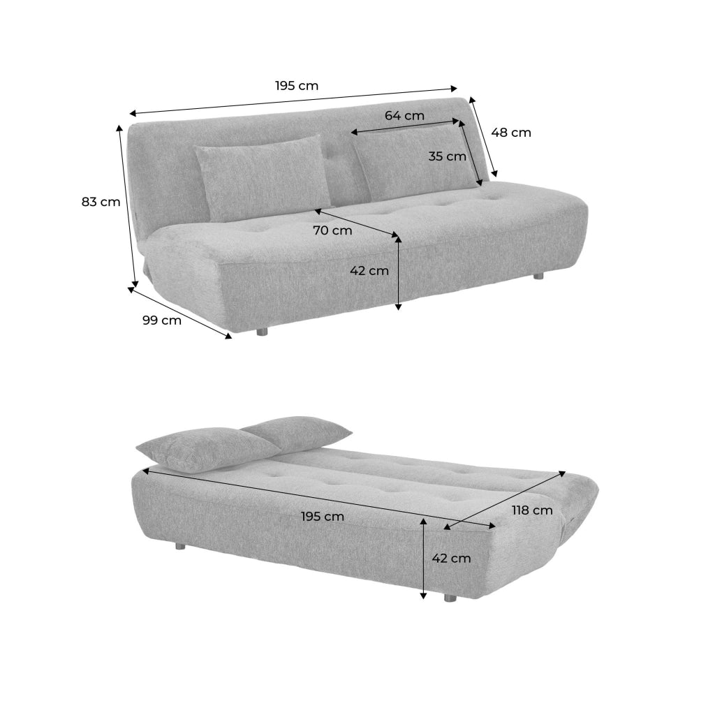 Divano letto convertibile in tessuto ciniglia, 3 posti, blu