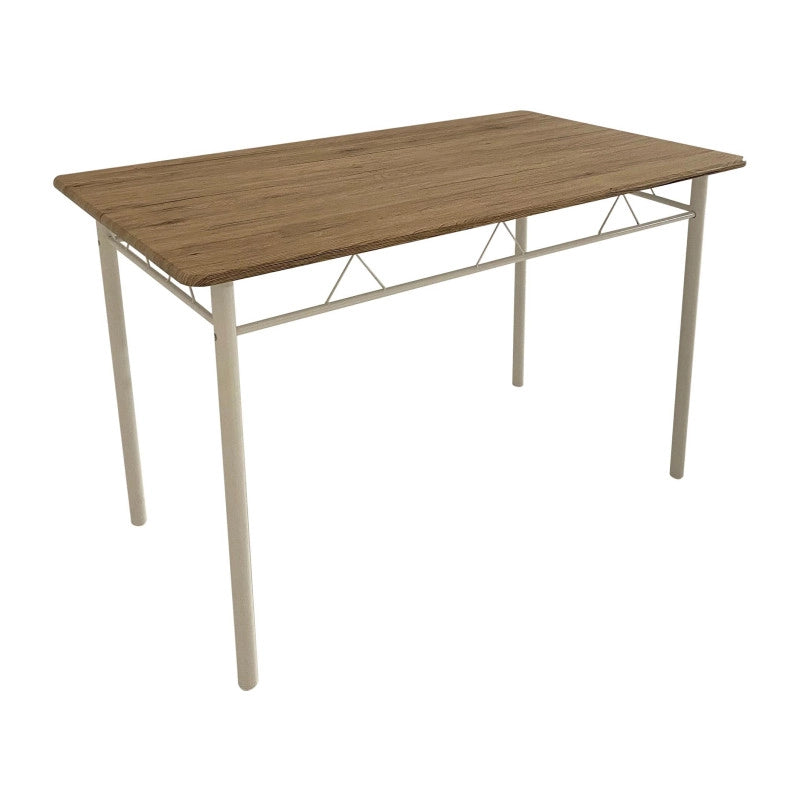Tavolo Cecilia In Mdf Naturale E Metallo Bianco Dimensione 120x70x74cm