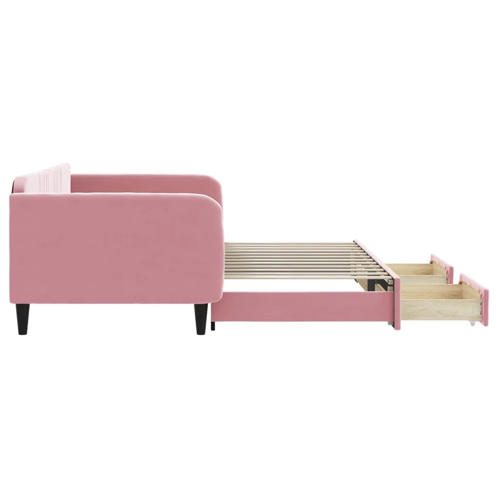 Divano Letto Estraibile con Cassetti Rosa 100x200 cm Velluto 3197121