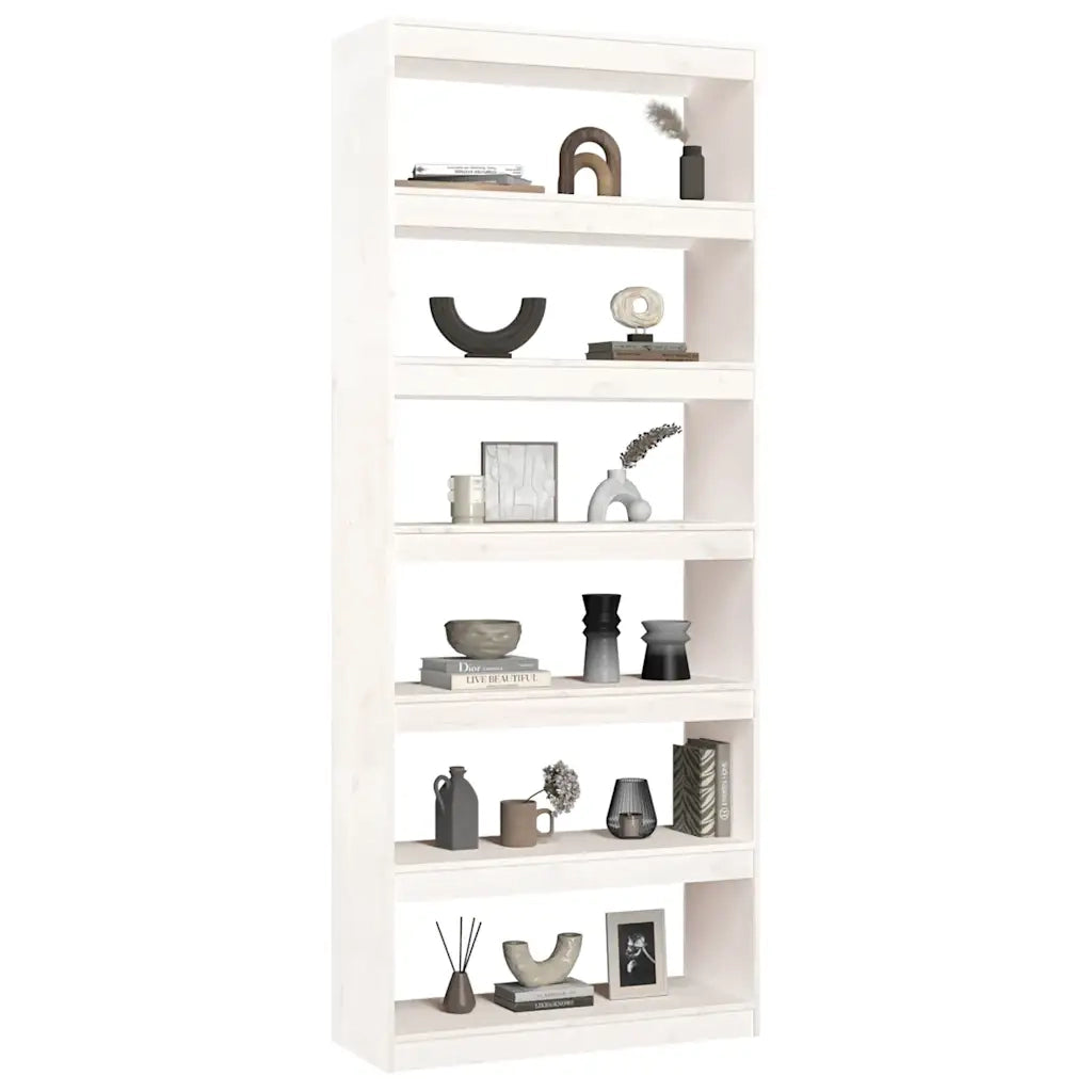 Libreria/Divisorio Bianco 80x30x199,5 cm in Massello di Pino 808204