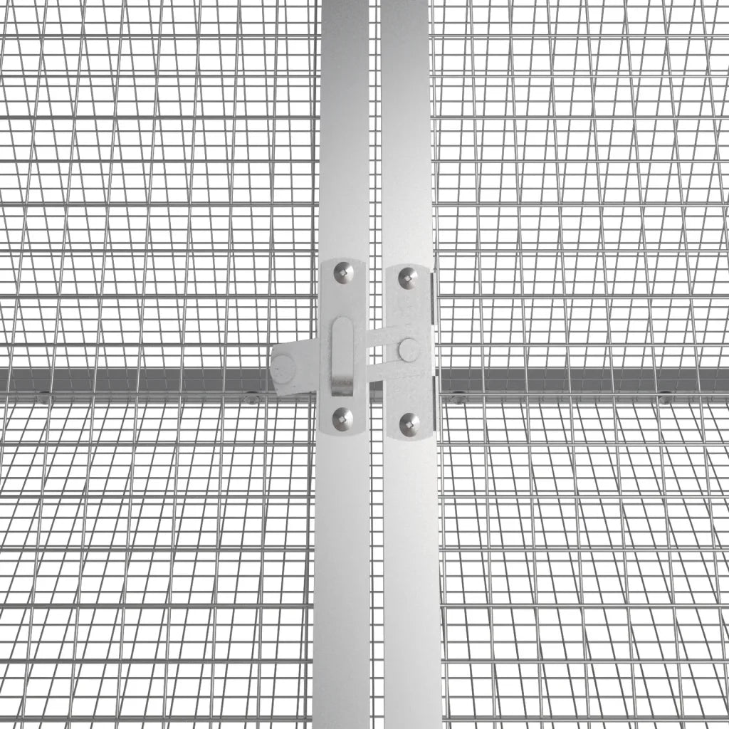 Gabbia per Conigli grigio 403,5x80,5x71 cm Acciaio Zincato