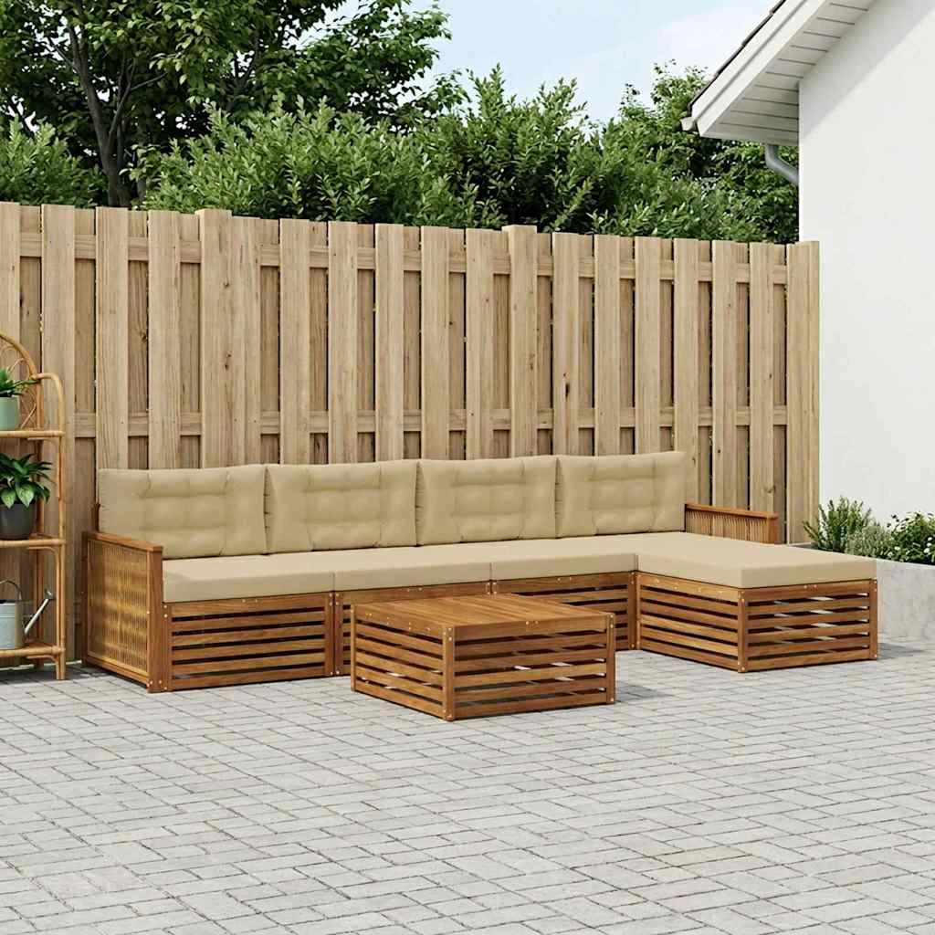 Set di divani da esterno 6 pz Naturale e Beige 3383271