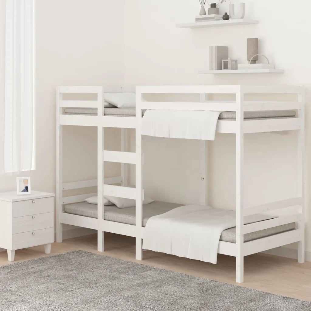 Letto a Castello senza Materasso Bianco 90x190cm Massello Pino