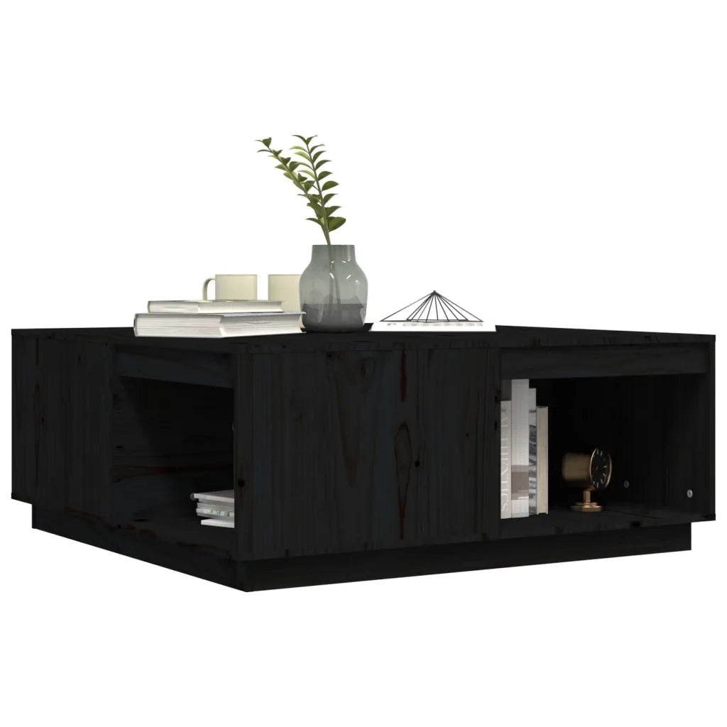 Tavolino da Salotto Nero 100x101x40,5 cm Legno Massello di Pino 814523