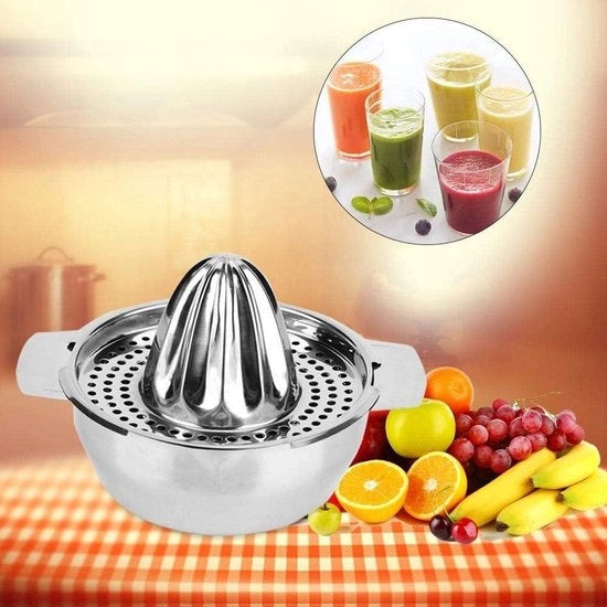 Spremifrutta Portatile Manuale per Arance e Limoni - Frullatore di Frutta per la Casa - Acciaio Inox.