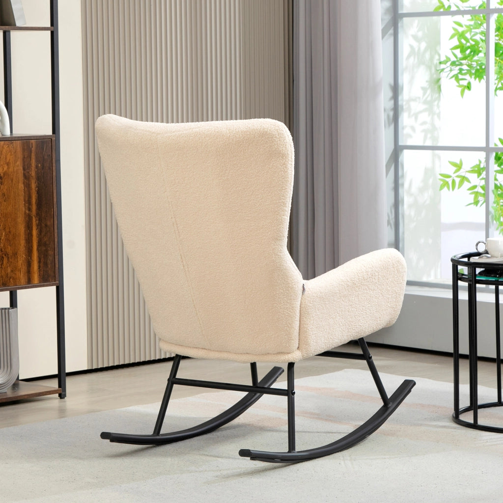 Poltrona a dondolo ¨C zephmum ¨C beige e nero, gambe in acciaio