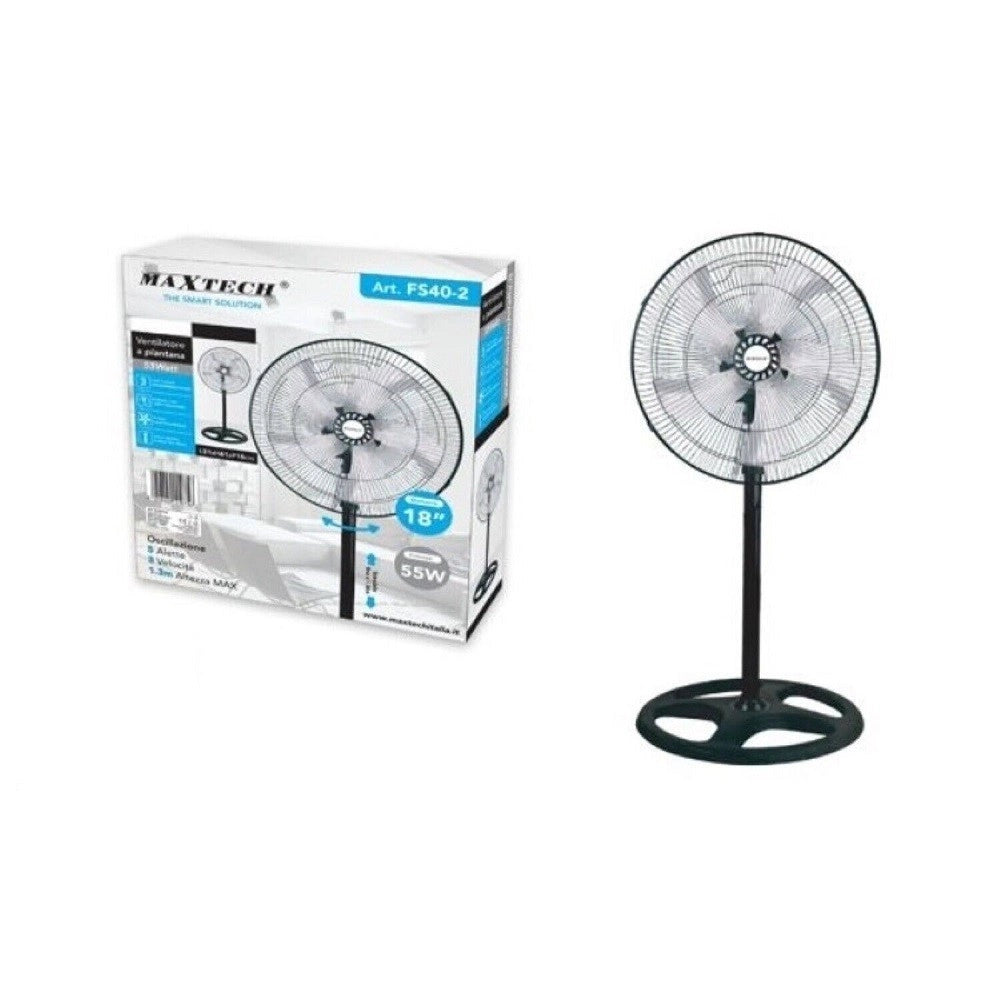 Trade Shop - Ventilatore A Piantana 5 Pale In Acciaio Regolabile Oscillante 3 Velocità Fs40-2 -
