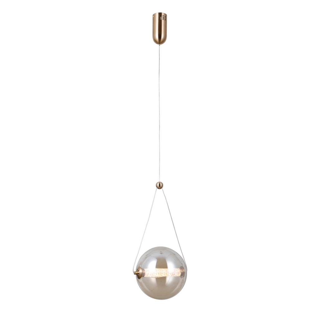 Sospensione Italux Rastia sfera ambra vetro LED 9W 3000K