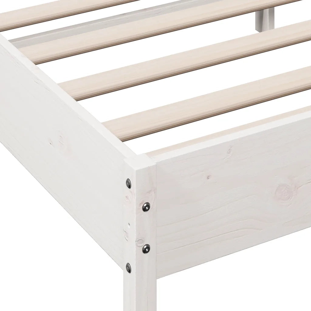 Letto senza Materasso Bianco 120x190 cm Legno Massello di Pino