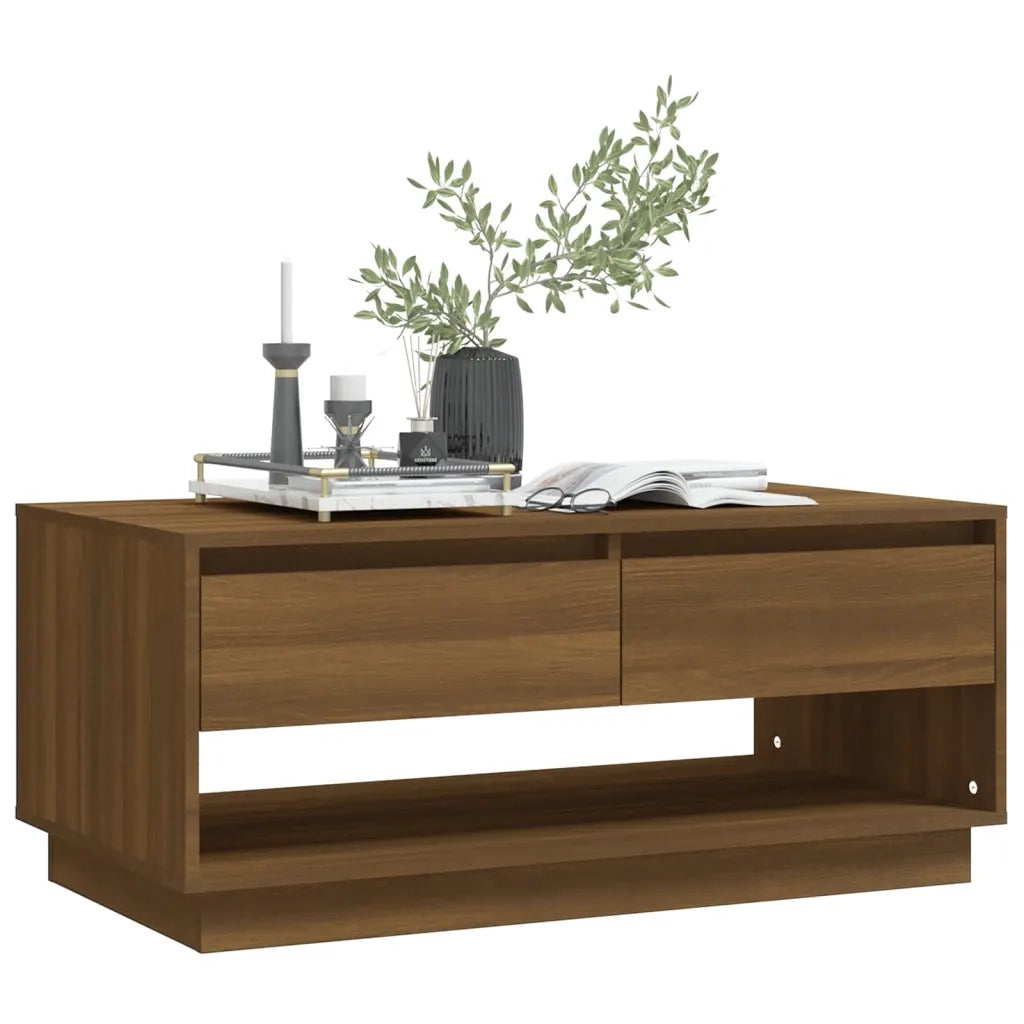Tavolino da Salotto Marrone Rovere 102,5x55x44 cm in Truciolato 812980