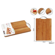 Trade Shop - Tagliere In Legno Manico In Acciaio Vassoio Salumi Casa Cucina 30x20x1.8cm 99417 -