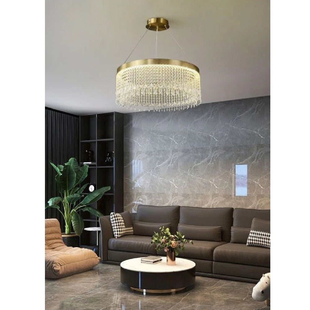 Trade Shop - Lampadario Led Sospensione Rotondo Con Cristalli In Acrilico Contemporaneo Lp-28 -
