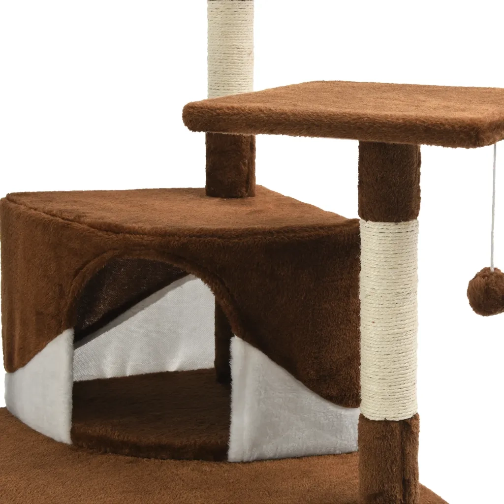 Albero per Gatti e Tiragraffi in Sisal 203 cm Marrone e Bianco CFW5029626