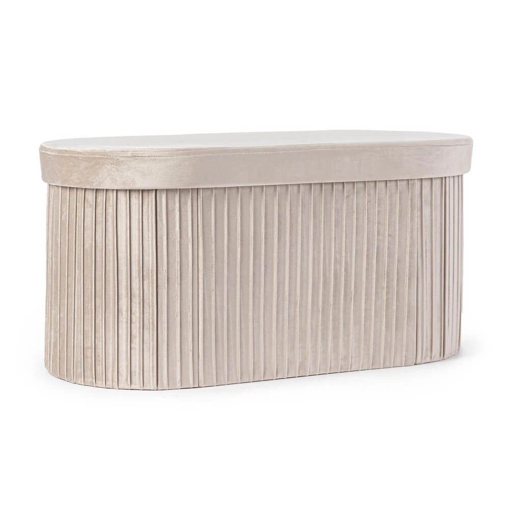 Set di 2 Pouf Contenitore Ovale in Velluto Plissettato - HARRIS