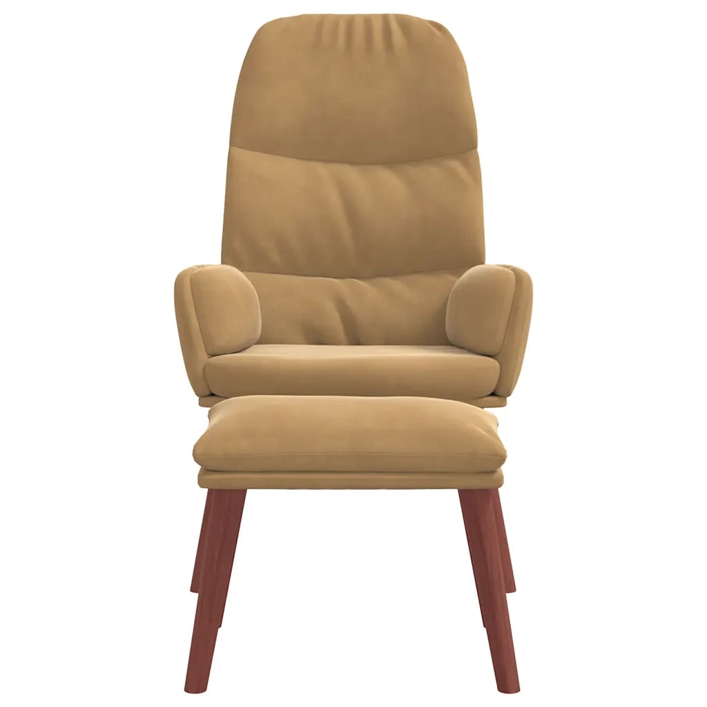 Poltrona Relax con Poggiapiedi Marrone in Velluto 3315124