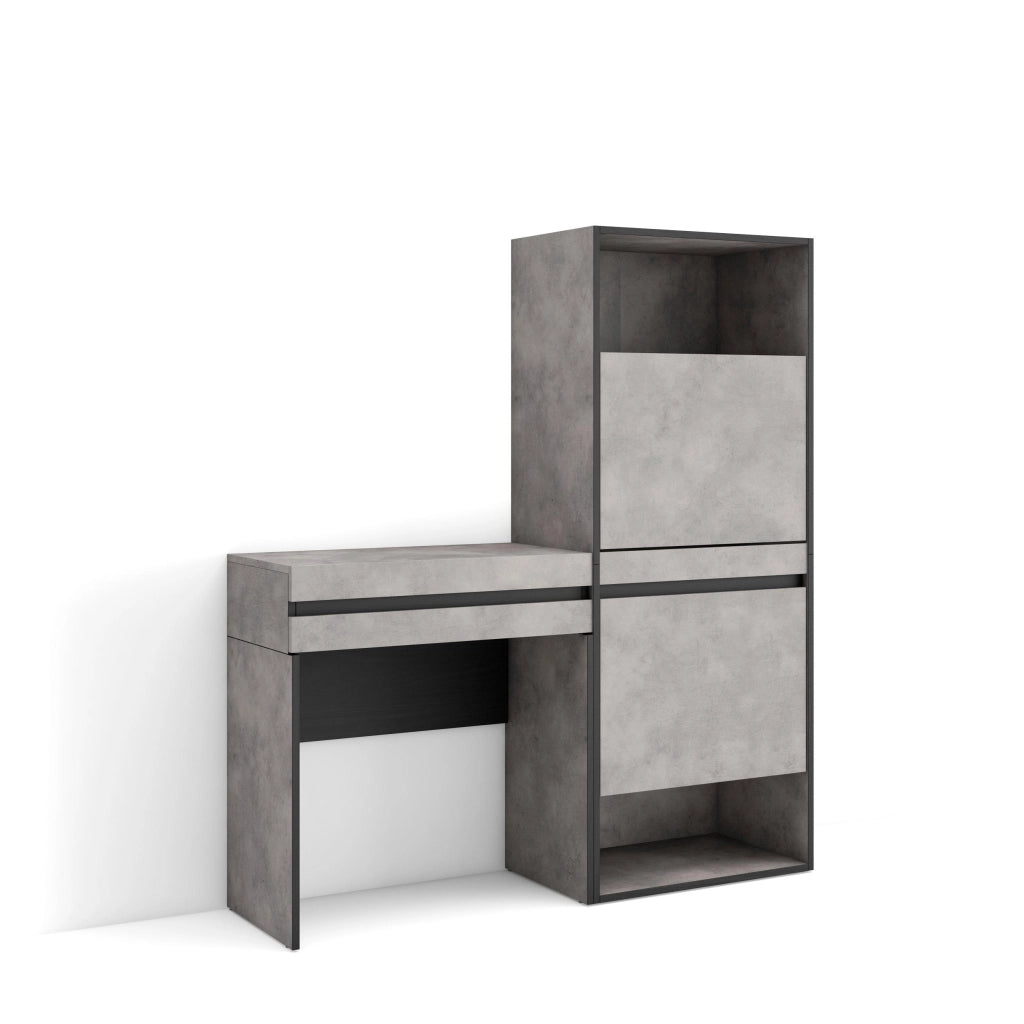Scarpiera, 130x35x145cm, Camera da letto, Tavolo da toeletta, grigio cemento RF3517