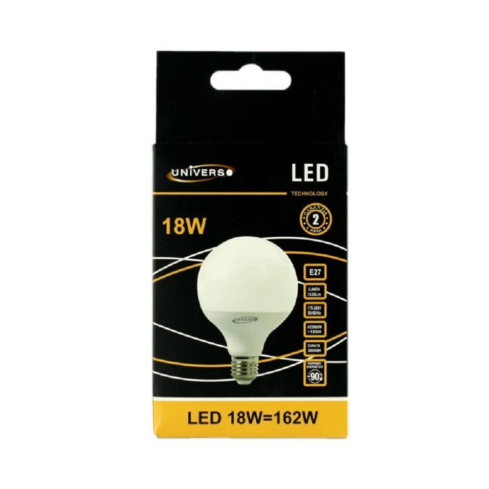 Trade Shop - Lampadina Led E27 A Globo G95 18 W Luce Bianco Caldo Freddo Naturale G95-02 - -bianco Caldo      -