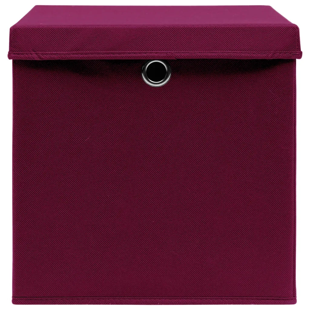 Contenitori con Coperchi 10 pz 28x28x28 cm Rosso Scuro 325202