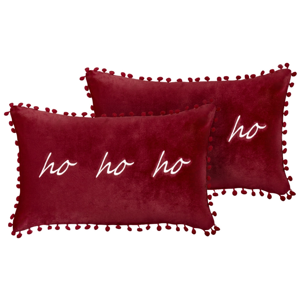 Set di 2 cuscini sparpagliati in tessuto di velluto rosso per la decorazione natalizia 30 x 50 cm Accessorio per la decorazione