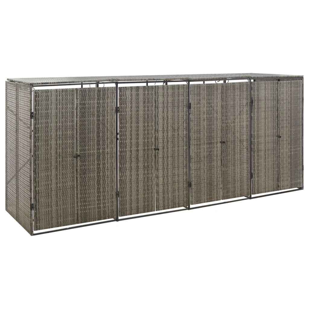Copribidone Quadruplo Grigio 274x80x117 cm in Polyrattan cod mxl 50048