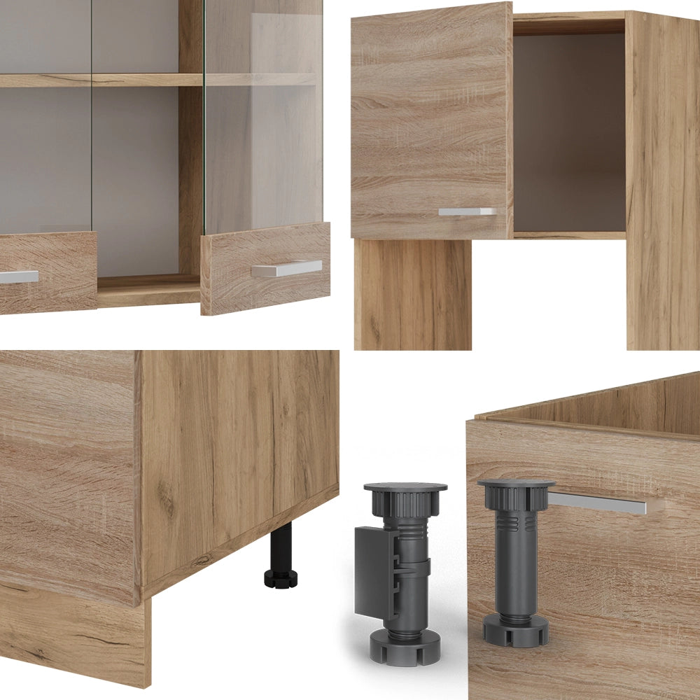 Cucina angolare completa R-Line Sonoma/Rovere dorato 247 x 237 cm, PL Rovere Vicco