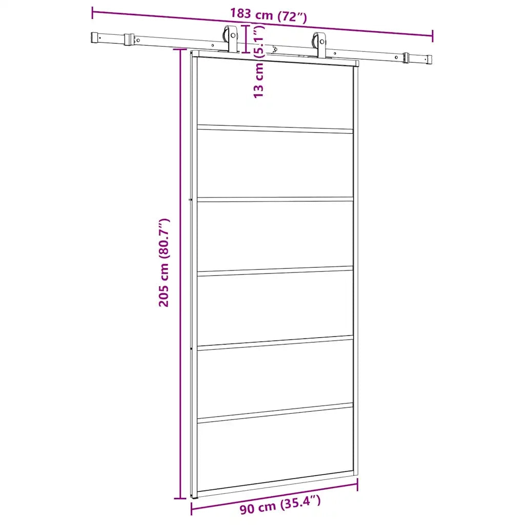 Porta Scorrevole con Ferramenta Nera 90x205 cm in Vetro ESG 3375788