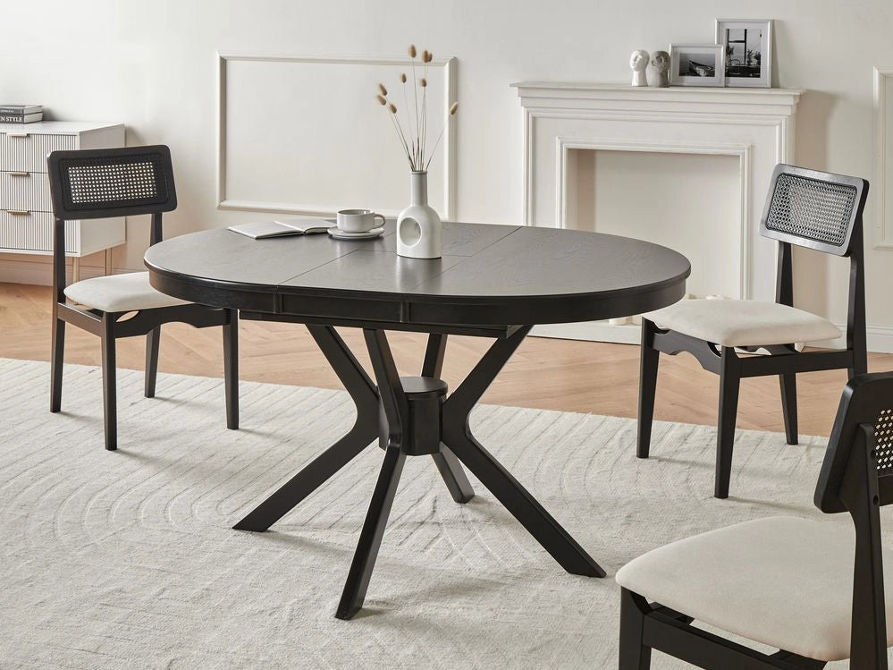 Tavolo da pranzo design retrò rovere nero rotondo di ispirazione retrò design soggiorno sala da pranzo