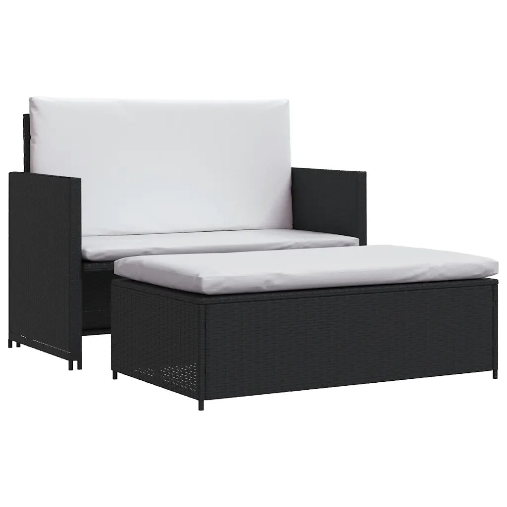 Set Divani da Giardino 2 pz con Cuscini in Polyrattan Nero
