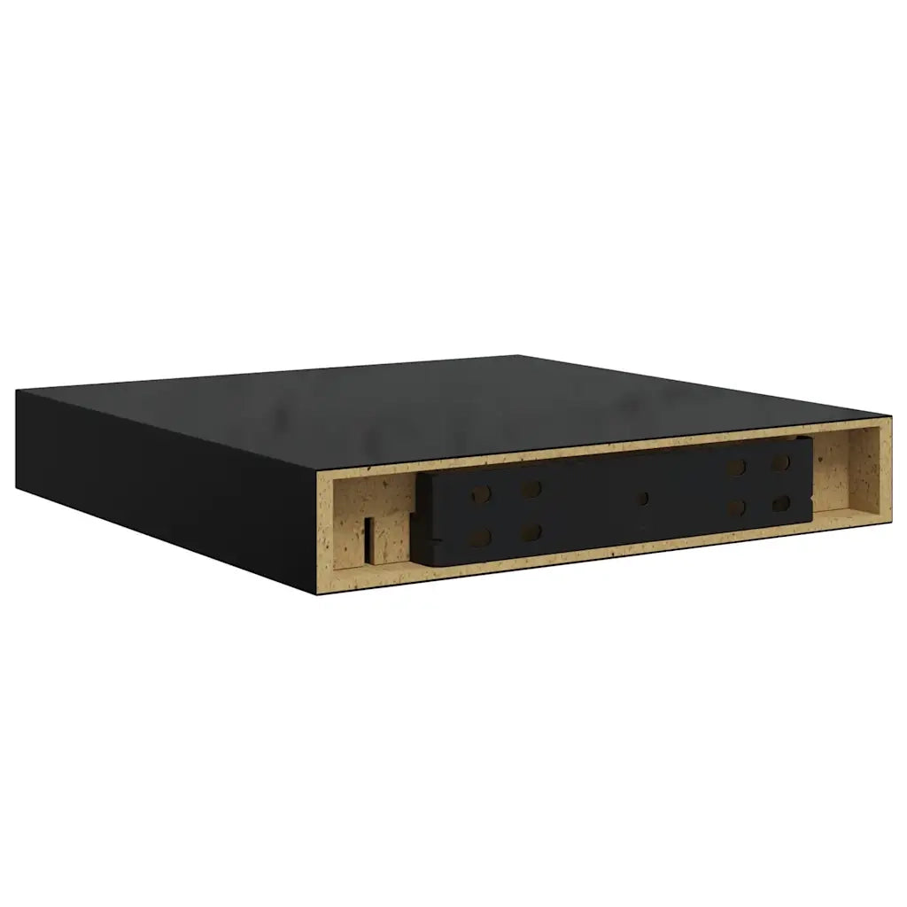 Scaffali a Parete 2 pz Nero Lucido 23x23,5x3,8 cm in MDF 323761