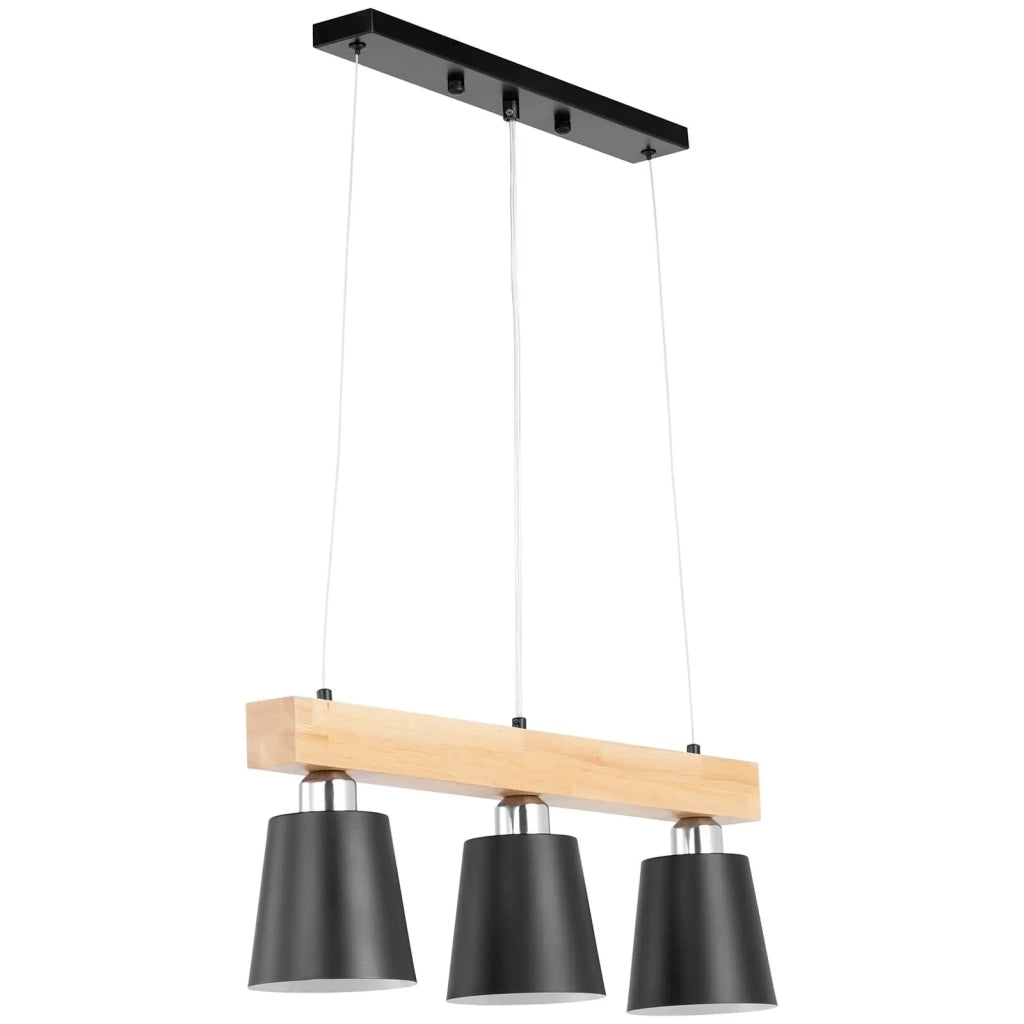 Plafoniera con 3 lampadine travi in ​​legno ferro nero legno naturale 14_0009520
