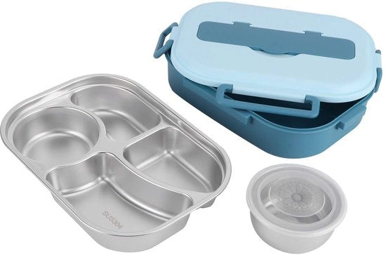 Lunchbox 4 Vasi - 4 Vasi - Materiale in Acciaio Inossidabile - Portatile - Contenitore di Cibo - Conservazione Termica