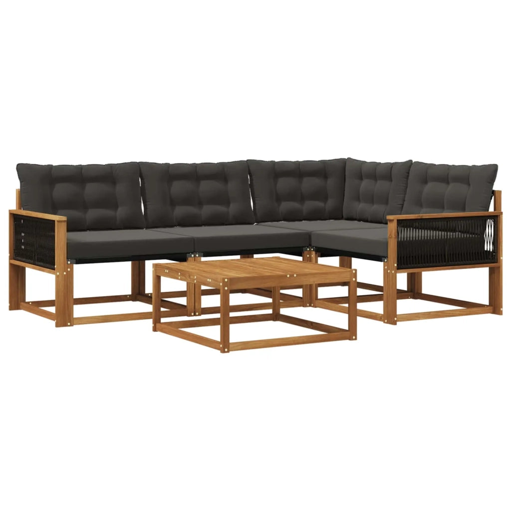 Set di divani da esterno con cuscino 5 pcs Naturale e Nero 3381408