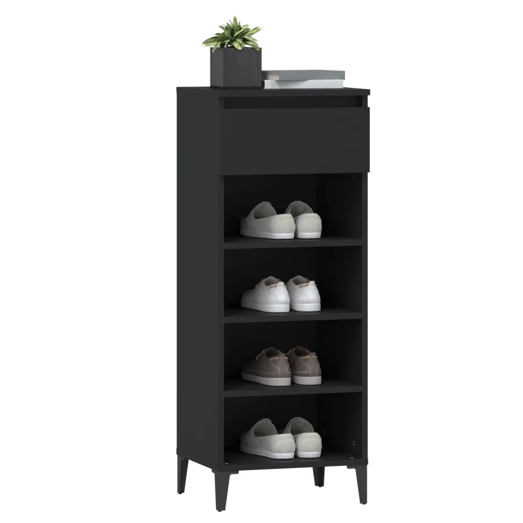 Scarpiera Nera 40x36x105 cm in Legno Multistrato 819781