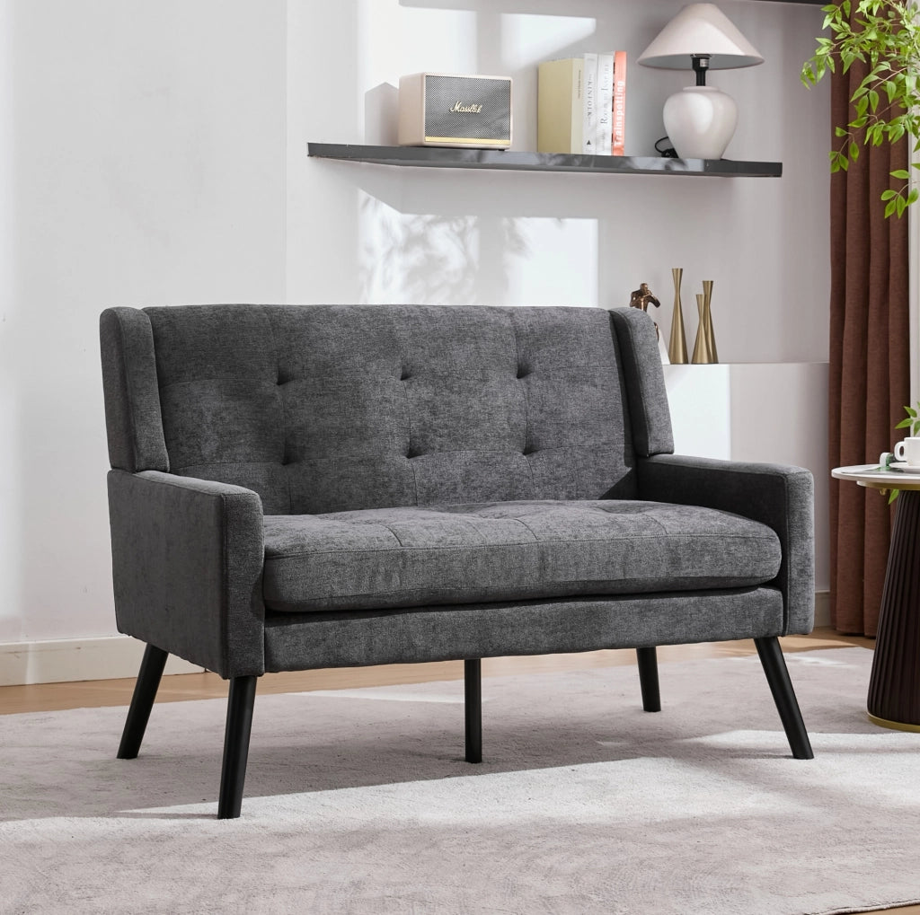 Set di 2 poltrone d’accento grigio scuro in tessuto con braccioli