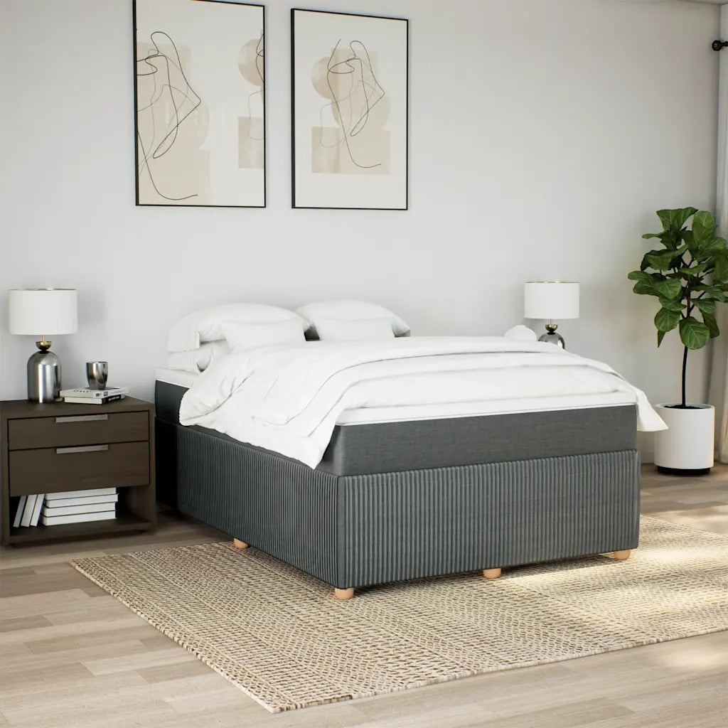 Giroletto a Molle con Materasso Grigio Scuro 140x190 cm Tessuto 3285568