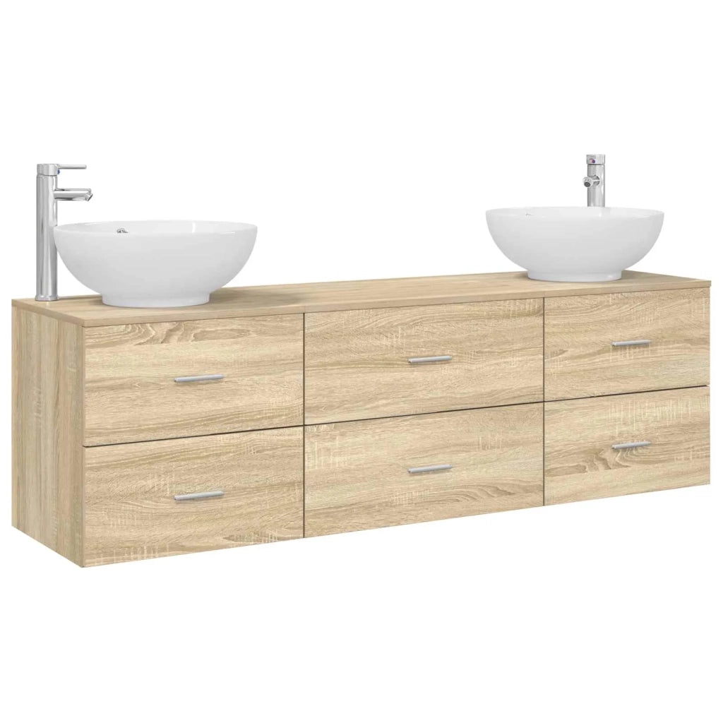Set di mobili per il bagno 3 pz Rovere Sonoma 3405893